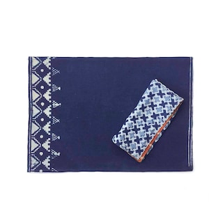 blue Placemat, indigo, navy, block printed, natural dye, handmade, Table Linen, Table setting, for the home decor - BORDER Placemat indigo