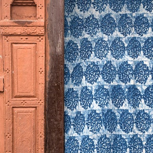 Indigo blue and white bedroom window curtain is sold per Panel cotton hand block printed Home and Living LEAH image 4