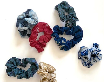 bohemian soft scrunchies set / indigo / hair care accessories / Plant Dyed / gifts under 15 / Cotton vegan hair ties -SET OF 2