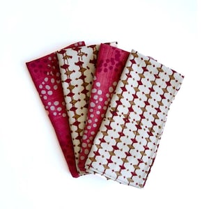 Rustic Cloth Napkins, Block Print Cotton Dinner Napkin Set, Eco Friendly Table Linens Set of 4 | UMBER