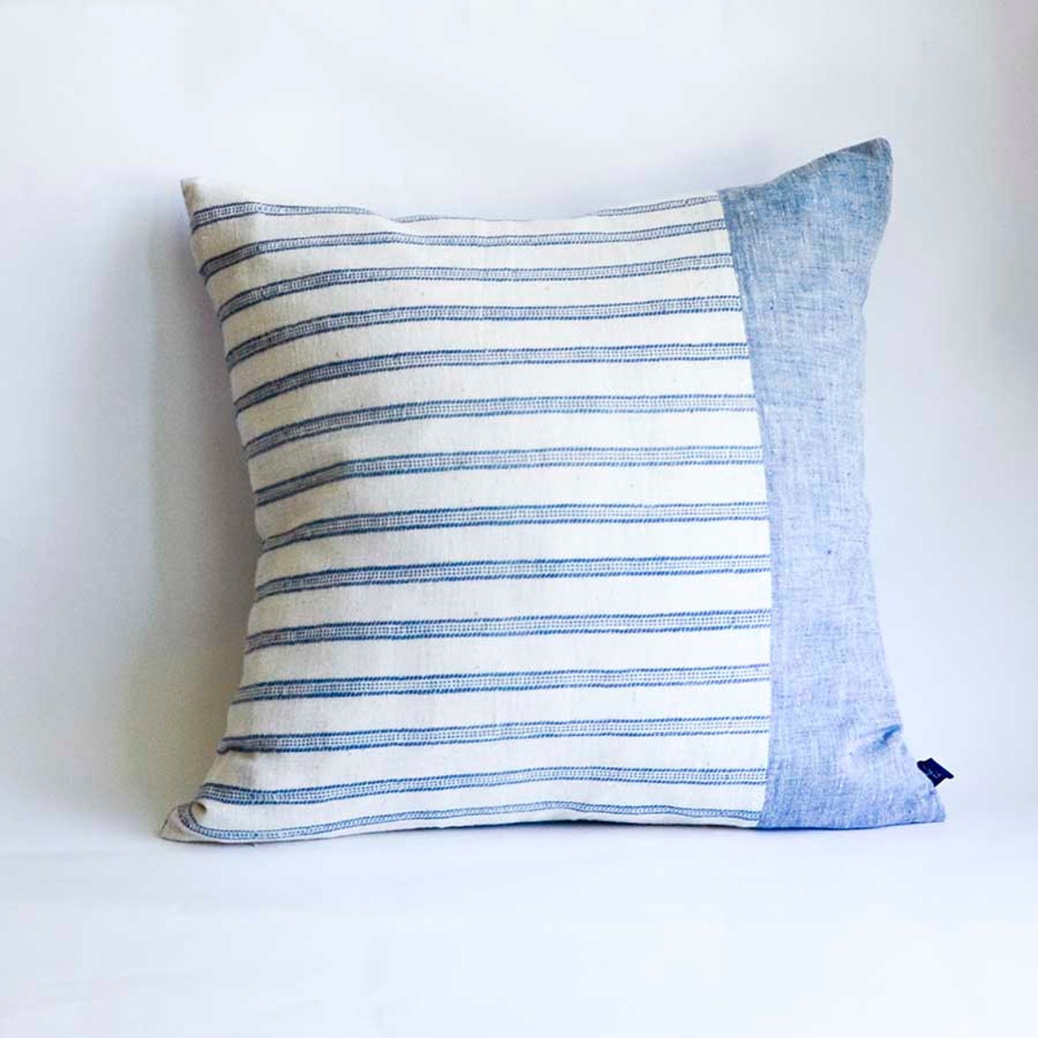 Blue Stripe Pillow Cover Blue and White Pillow Minimalistic Etsy