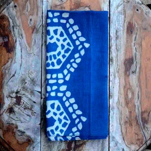 Blue Napkins / Geometric print / organic cotton / Indigo Plant Dye / Blue Wedding Table Decor -  LACE sample sale