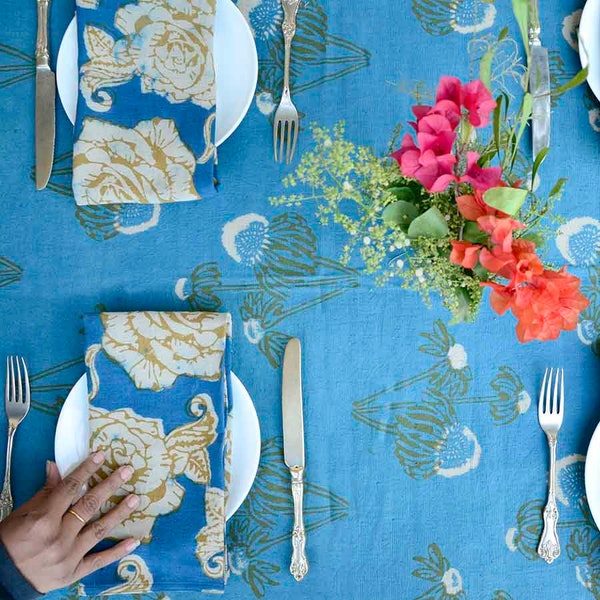 organic cotton napkins indigo blue gold cloth napkins tropical wedding home decor table decor eco friendly fabric mothers day gift-ROSE GOLD
