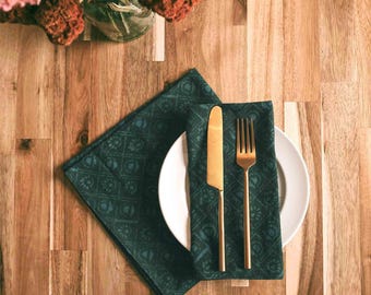 Green Mehandi Block Print Organic Cotton Cloth Napkin