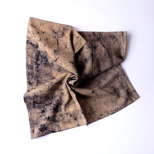 Hand dyed Marbled Texture cloth Napkins / sustainable holiday gift house warming / block printed and cotton table linens - Brown Night