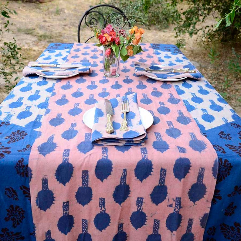 Pink RUNNER / Floral Garden print / organic cotton / Pink Wedding Table Decor Pink Rani sample runner image 5