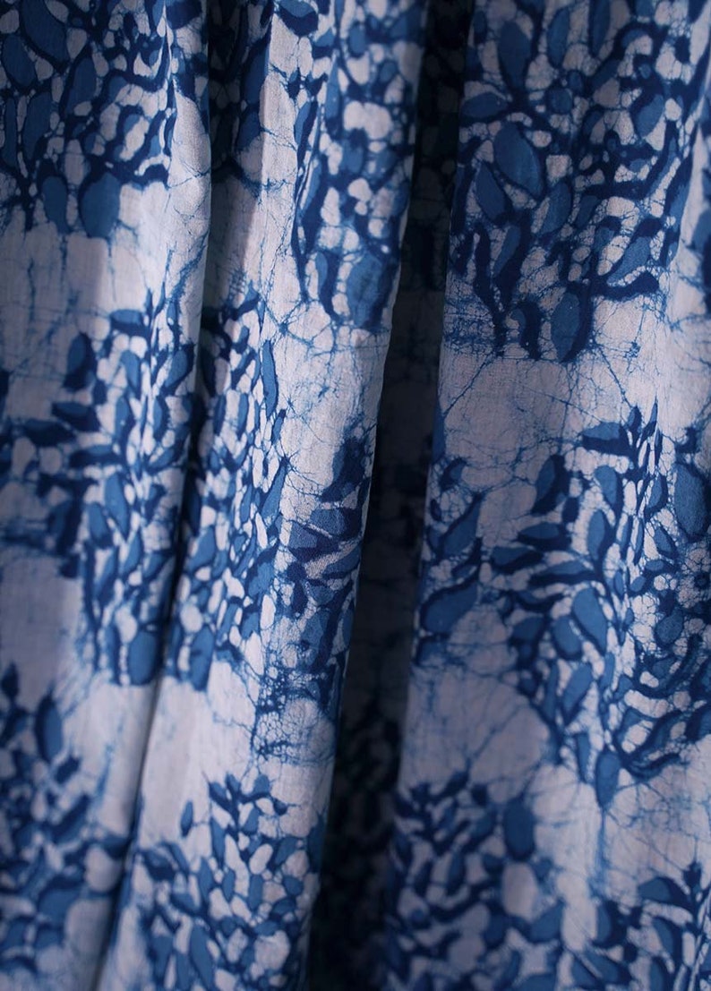 Indigo blue and white bedroom window curtain is sold per Panel cotton hand block printed Home and Living LEAH image 7