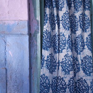 Indigo blue and white bedroom window curtain is sold per Panel cotton hand block printed Home and Living LEAH image 6