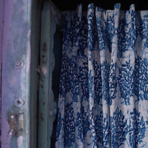 Indigo blue and white bedroom window curtain is sold per Panel cotton hand block printed Home and Living LEAH image 9