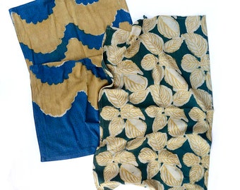 Organic cotton Tea Towel Set / Kitchen Towel Gift / Luxurious Zero Waste Wash cloth/ Indigo Plant Dye  - Sura set of 2 SAMPLE