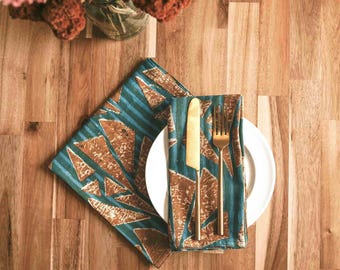 Autumn Leaf Block Print Organic Cotton Napkin - Cordoba