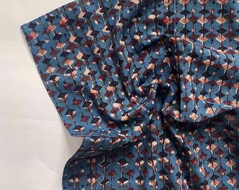 Blue Dinner Napkin, Indigo Block Print Table Linen, Organic Cotton Cloth Napkins, Host Gift - Tara SAMPLE
