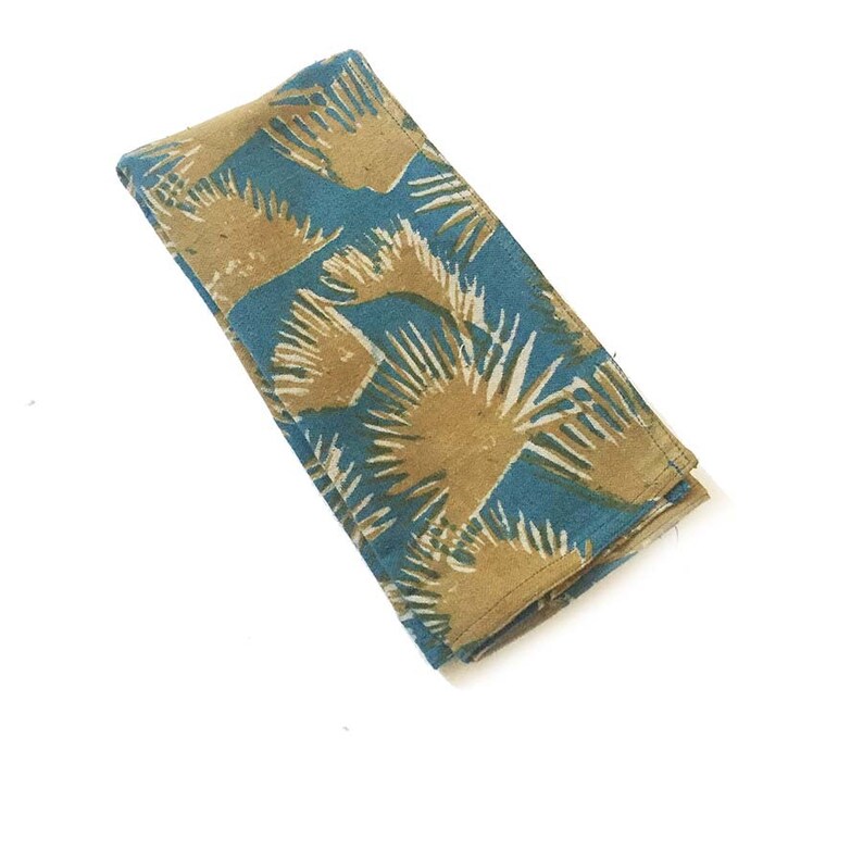 Napkins Aqua Yellow Green Cotton Mud Cloth Napkins Tropical Etsy