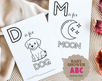 Livro de colorir ABC para chá de bebê: atividade de lembrança (PDF)