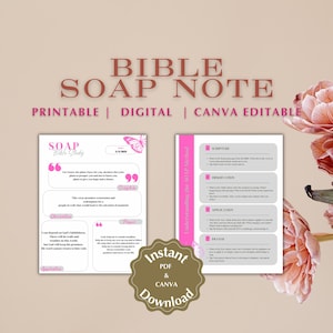 Bible Study SOAP Note Template: Printable PDF, Canva Editable, Goodnotes Compatible