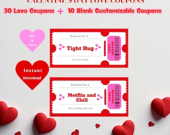 Editable Love Coupons, Canva Template, Valentine's Gift (Digital Download)