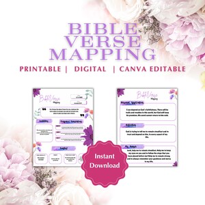 Bible Verse Mapping Template: Printable Study Guide (Canva Editable, PDF) Goodnotes Compatible