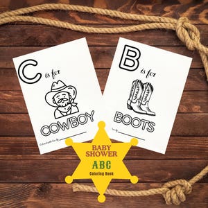 Cowboy Cowgirl Baby Shower ABC Coloring Book (Instant Download)