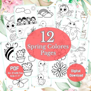 Preschool printable pages, spring coloring pages, printable spring activities for kids,