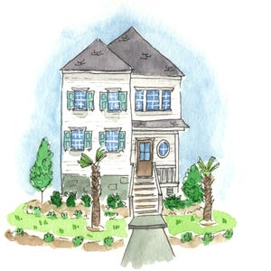 Custom Watercolor: House landscape size 5x7 image 2