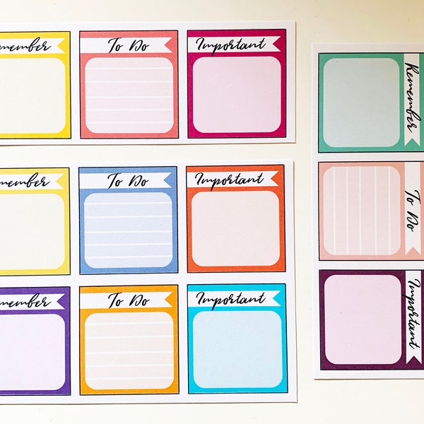 Erin Condren size 8.5x11 Planner Square Stickers, To Do, Remember, Important, Calendar