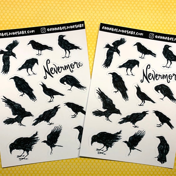 Black Crow Stickers, Planner, Goth, Spooky,