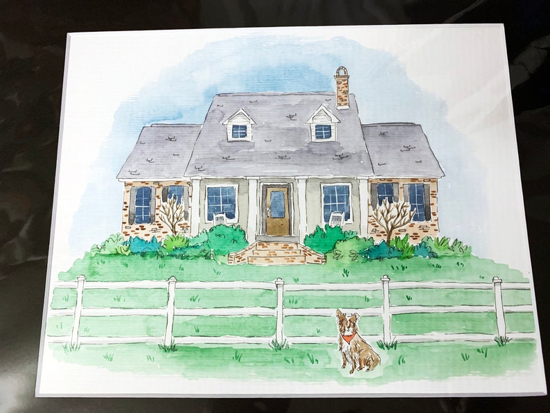 Custom Watercolor: House landscape size 5x7 image 9