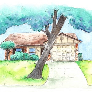 Custom Watercolor: House landscape size 5x7 image 5