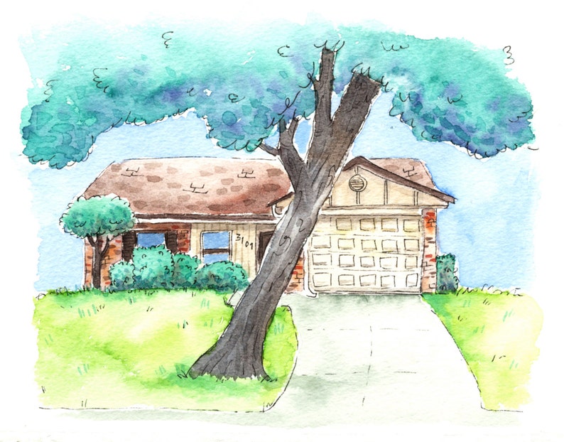 Custom Watercolor: House landscape size 5x7 image 5