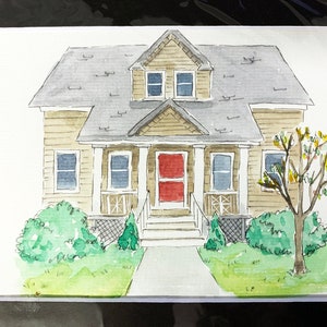 Custom Watercolor: House landscape size 5x7 image 10