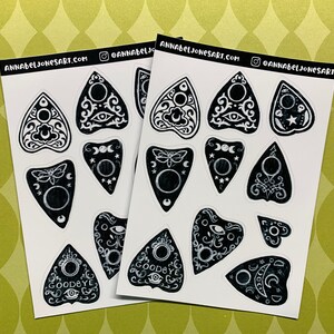 Black Planchette Gloss Stickers - Spooky Creepy Goth Spirit