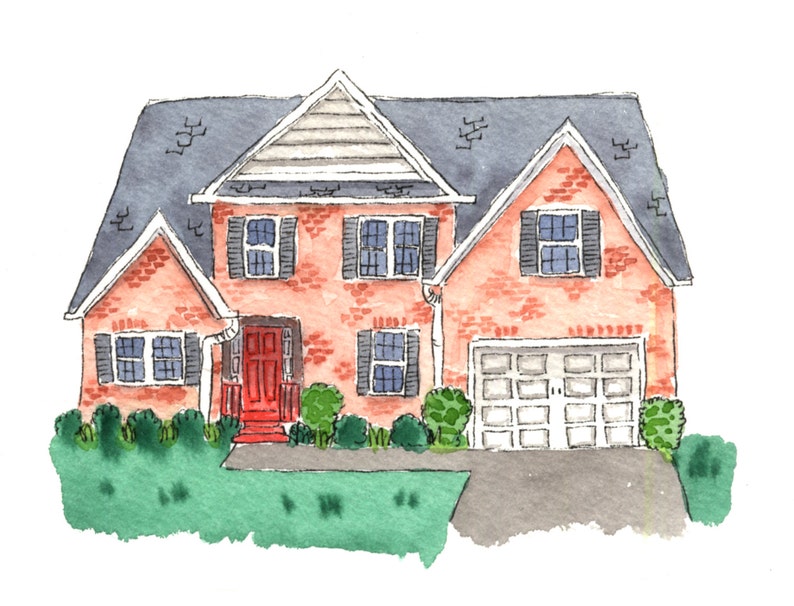 Custom Watercolor: House landscape size 5x7 image 4