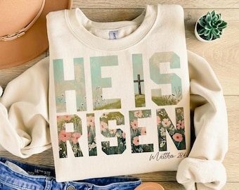 È risorto PNG: Design per sublimazione di Gesù cristiano per la primavera e la Pasqua (Download digitale)