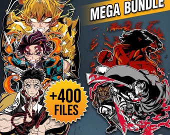 Pacchetto di file SVG a tema anime: Demon Slayer, Attack on Titan (download digitale)