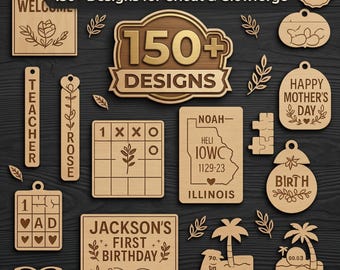 Pacchetto di file SVG per taglio laser: oltre 150 disegni per Cricut e Glowforge (download digitale)
