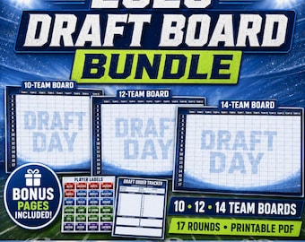 2026 Fantasy Football Draft Board Bundle, 10-14 Team Kit (PDF)