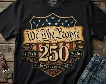 Maglietta per il 250° anniversario dell'America, maglietta per i 250 anni degli Stati Uniti, patriottica 1776-2026, colori Comfort, bandiera USA, felpa "We The People", regalo per il 4 luglio