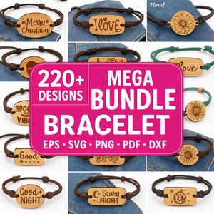 220+ lasergesneden armbandontwerpen – megabundel SVG, png, pdf, dxf, eps