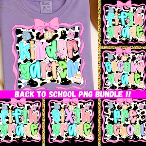 Preppy Back To School PNG Bundle: Teacher & Girl Shirt Designs (Digital Download
