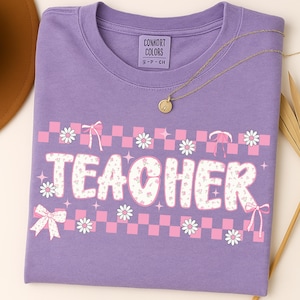 Coquette Teacher PNG: Preppy Floral Sublimation Design (Digital Download