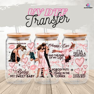 UV DTF Transfer Valentine wrap, Vibrant Lovers design Uv dtf Transfers, High Quality Uv Dtf film 16 oz glass wrap, Sweet Lovers wrap