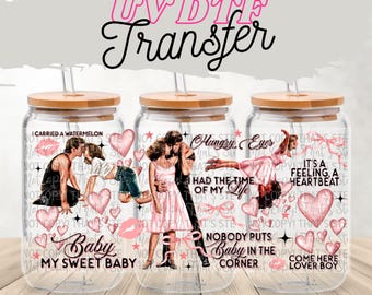 UV DTF Transfer Valentine wrap, Vibrant Lovers design Uv dtf Transfers, High Quality Uv Dtf film 16 oz glass wrap, Sweet Lovers wrap