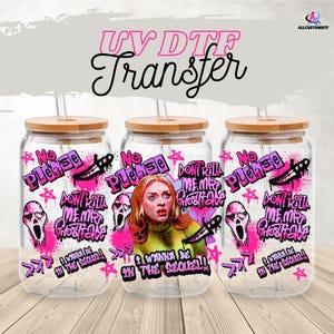 Horror Lovers UV DTF Wrap for 16oz Glass Can | Scream Fantasy Tumbler Wrap | Horror Lover  uv dtf |Optional Lid Wrap | Ready to Press Decal