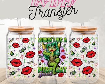 UV DTF Transfer Valentine wrap, Vibrant Sexy midnight snack Uv dtf Transfers, High Quality Uv Dtf film 16 oz glass wrap, uv dtf wrap