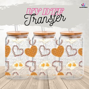 Emballage UV DTF pour petit-déjeuner pour verre de 16 oz | Emballage pour gobelets ufs et gaufres | Film de protection du couvercle en option | Sticker esthétique fin gourmet | Prêt-à-presser uv