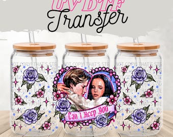 UV DTF Transfer Valentine wrap, Vibrant Can I keep you Uv dtf Transfers, High Quality Uv Dtf film 16 oz glass wrap, uv dtf wrap, Lovers Wrap