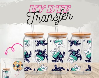 Pellicola protettiva UV DTF per tartarughe marine per bicchieri da 16 once / Pellicola protettiva per tumbler oceanici / Pellicola protettiva per coperchi opzionale / Decalcomania impermeabile Marine Life / Pellicola protettiva per tazze pronte per la pressatura