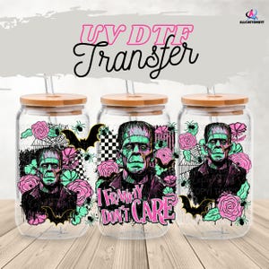 Gothic Green Monster Floral UV DTF Glass Can Wrap - 16 oz