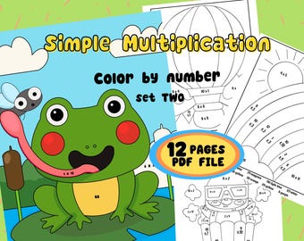 Multiplication Color by Number Worksheets: Simple Math 1-12 (PDF Download)