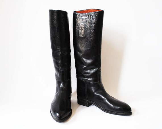 Items similar to Equestrian Riding Boots Black Leather Size 6 on Etsy